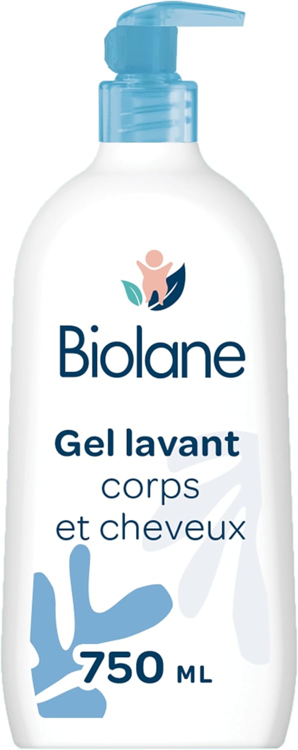 BIOLANE - Gel douche bebe corps et cheveux 2 en 1 - 750ml - 97% Origine Naturelle - Doux - Peaux Sensibles - Fabriqué en France