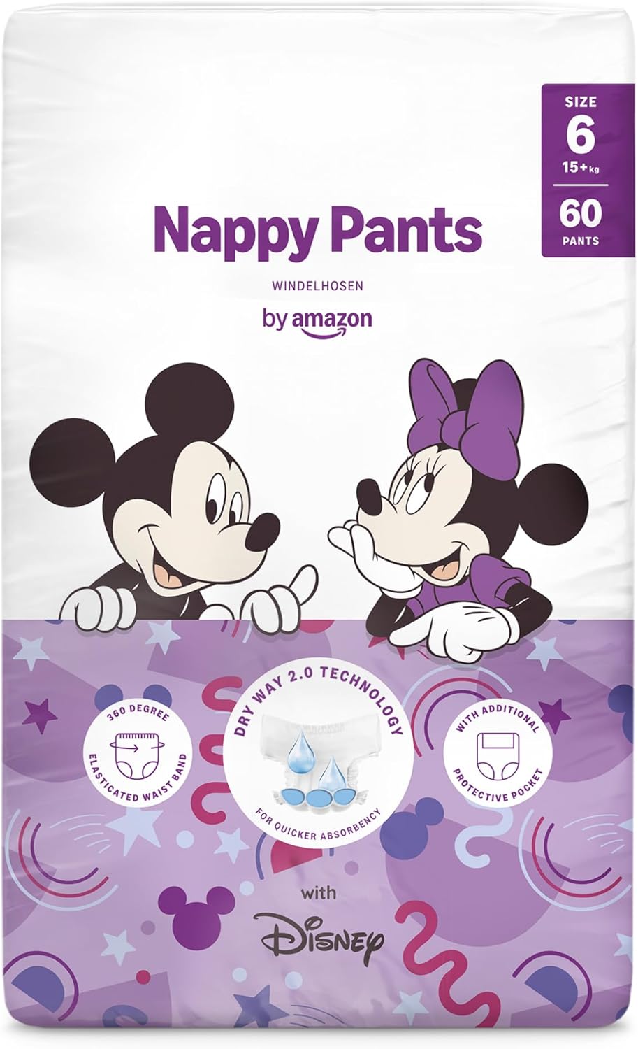 by Amazon pañales de aprendizaje Disney, talla 6 (más de 15 kg), 60 unidades, blancos (anteriormente de la marca Mama Bear, mismo producto)