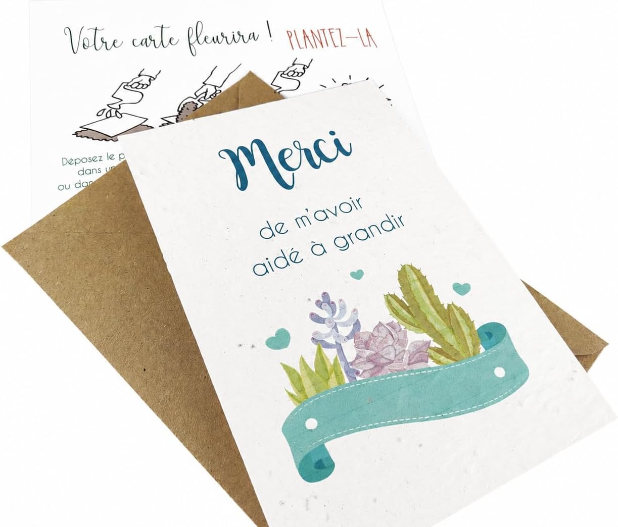Carte à planter merci nounou, maitresse, atsem, papier ensemencé, carte à semer