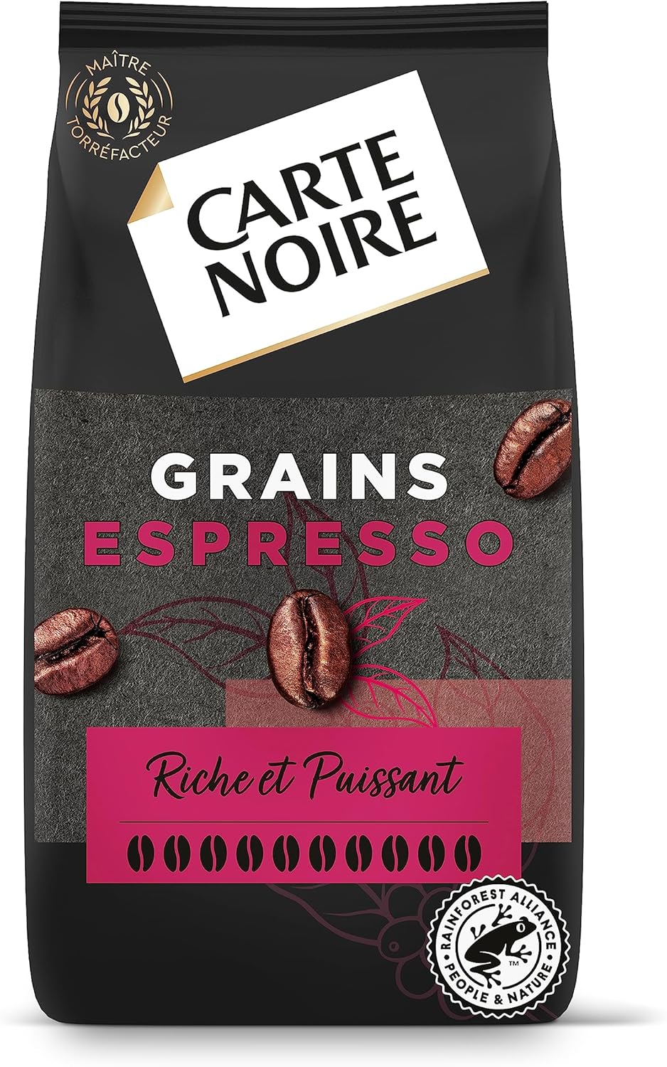 CARTE NOIRE - Café Grain Carte Noire Espresso - 100 % Arabica - Paquet de 1 kg - Fabriqué en France