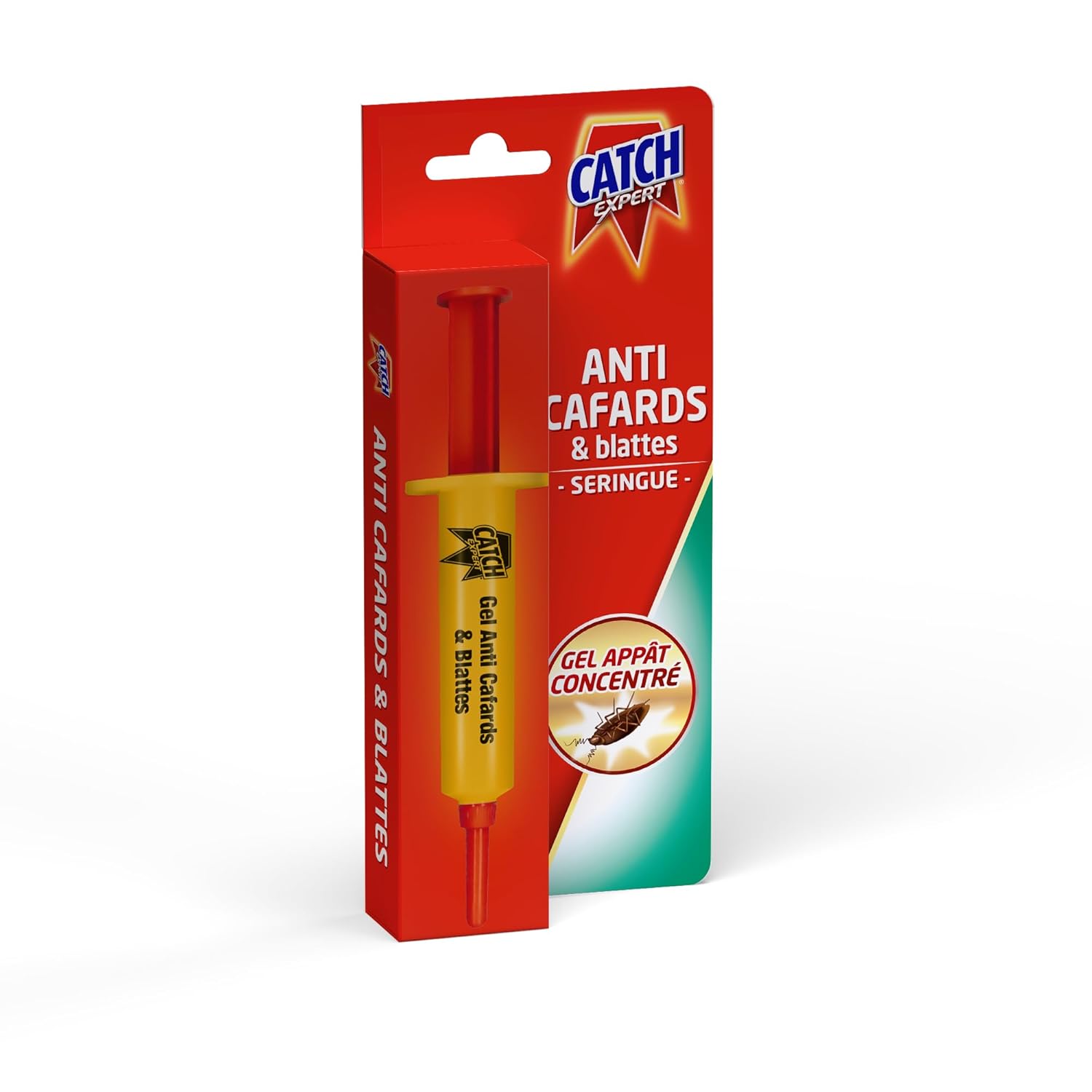 CATCH EXPERT Seringue Anti Cafards et Blattes, Gel Appat, Efficace Ideal Recoins Difficiles, Elimine Colonie, Protection Maison, Anti Insectes Longue Duree Puissant, 10g