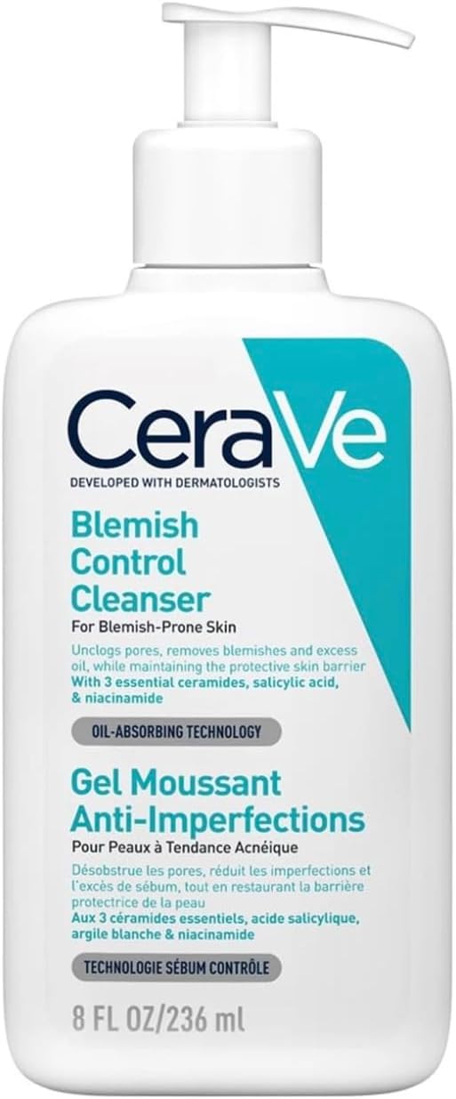 CeraVe - Gel Moussant Anti-Imperfections - Purifie la Peau en douceur et Réduit les Imperfections - Acide Salicylique, Argile Blanche, Céramides et Niacinamide - Peau à Tendance Acnéique