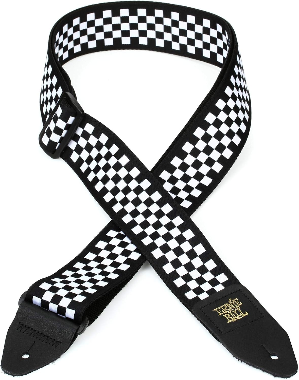 Ernie Ball Sangle de Guitare/Basse Jacquard Classique - Damier Noir et Blanc