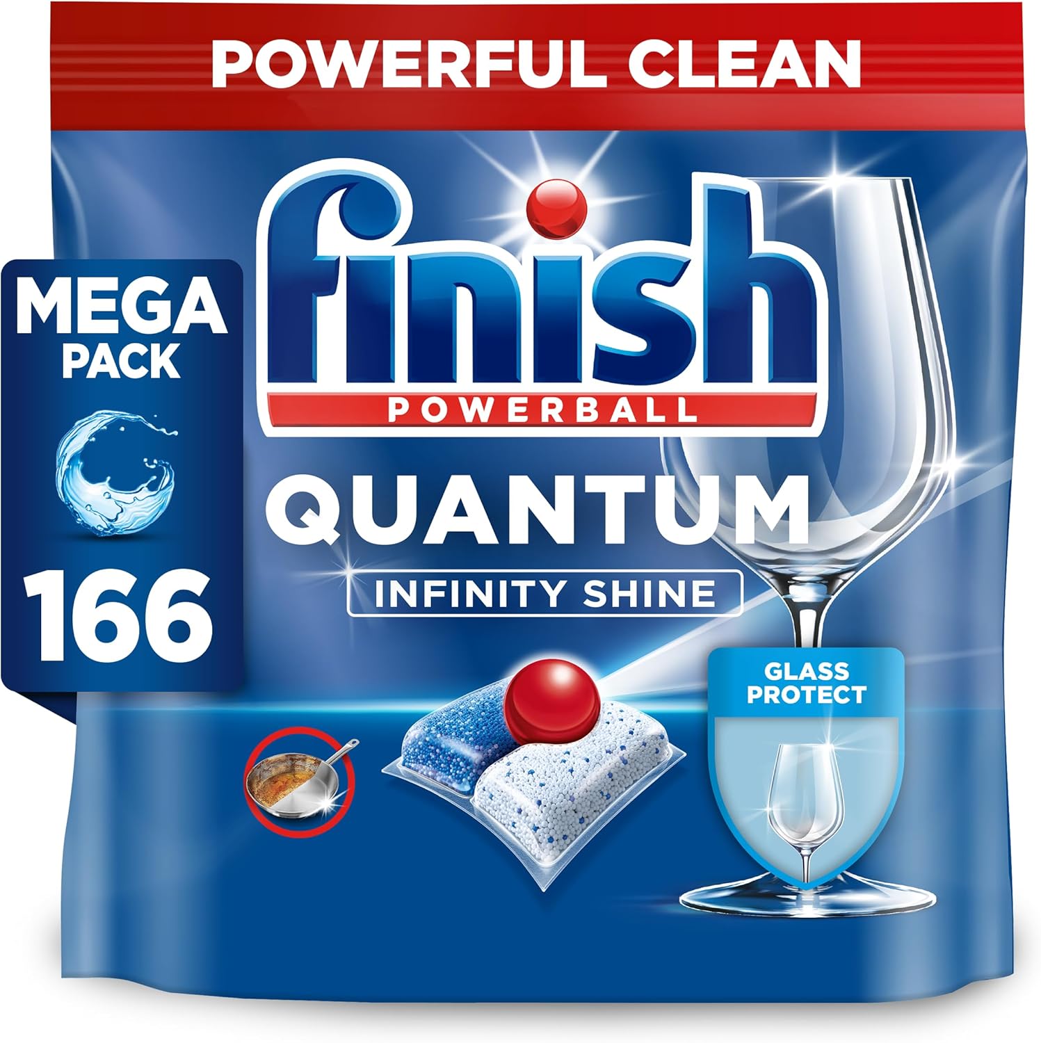 Finish Quantum Infinity Shine Pastilles Lave-Vaisselle, Elimine Les Taches Tenaces, 166 Capsules