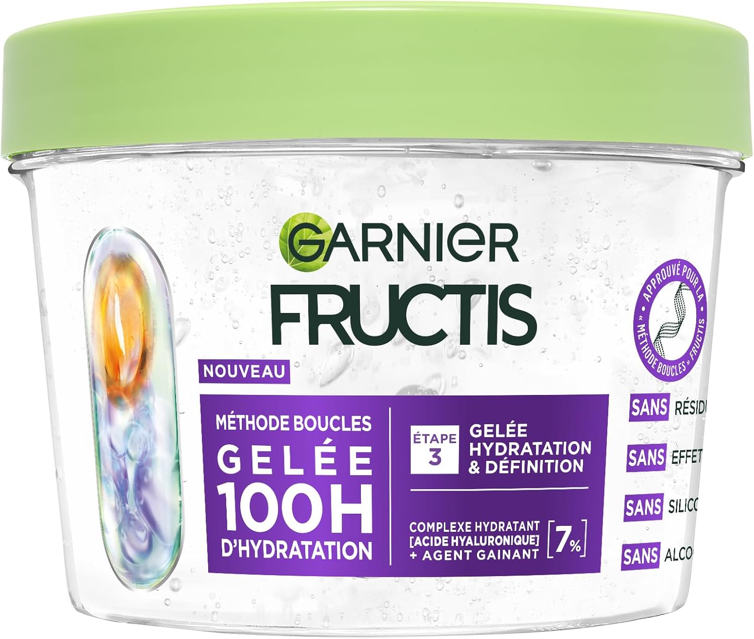 Garnier Fructis Méthode Boucles - Gelée Capillaire Hydratation & Définition pour Cheveux Bouclés - Enrichie en Acide Hyaluronique et Agent Gainant - Pour Tous les Types de Boucles - 370 ml