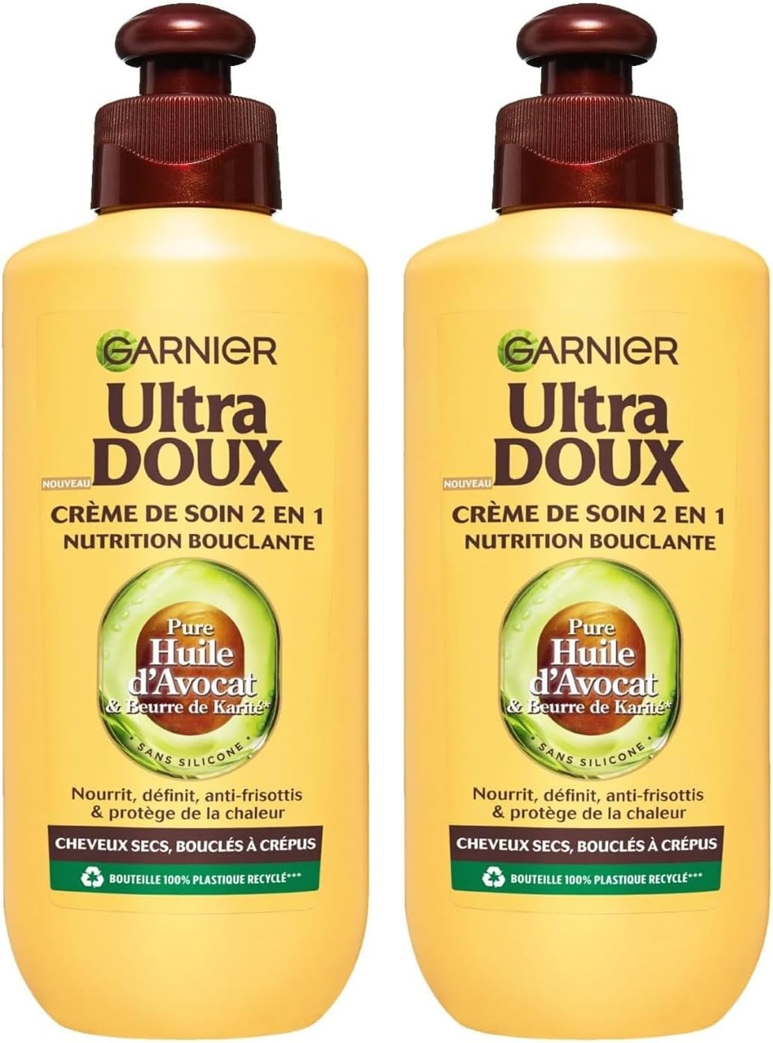 Garnier Ultra Doux À l'Huile d'Avocat et Beurre de Karité - Crème de soin sans rinçage Cheveux buclés à frisés 200 ml