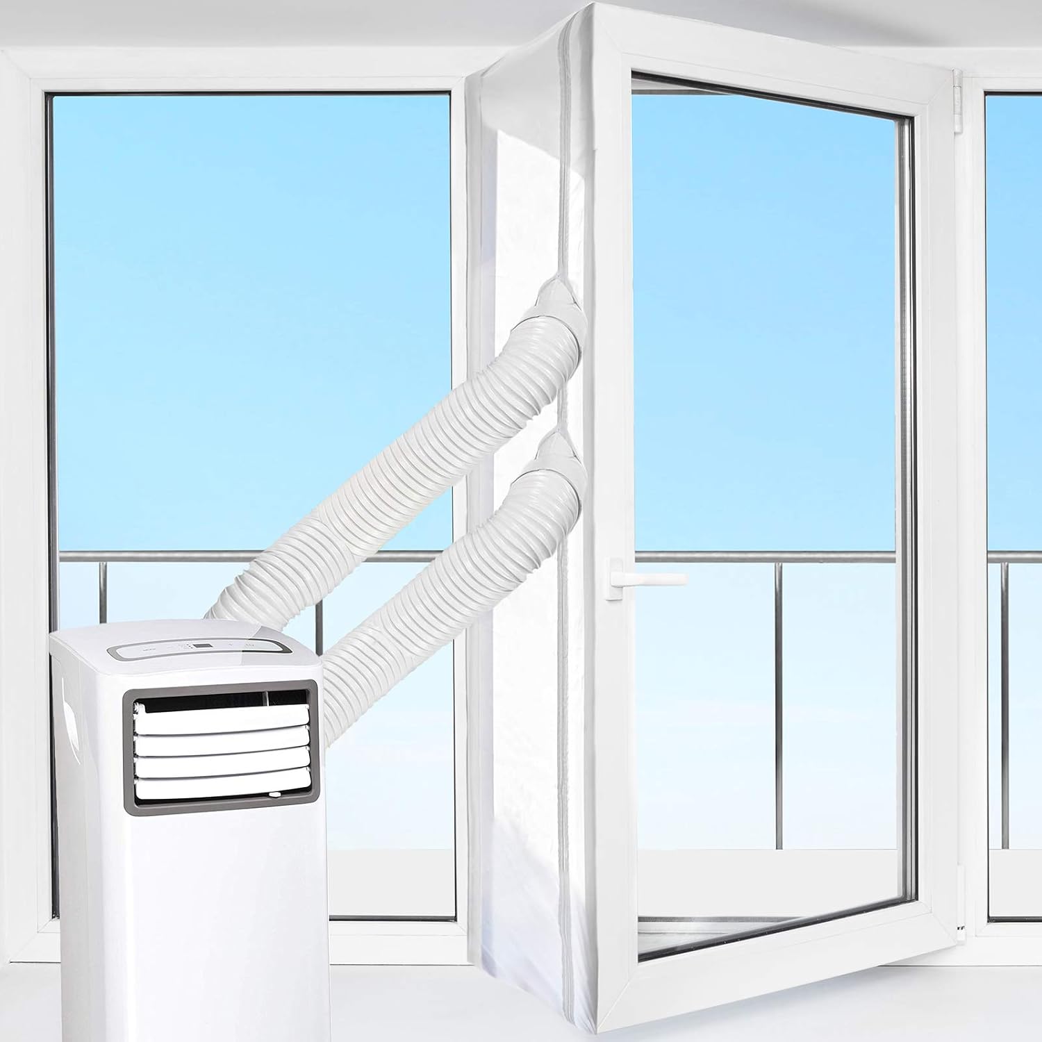 HOOMEE 560CM Tissu De Calfeutrage pour Fenêtres pour Climatiseur Mobile et Sèche-Linge - Fonctionne avec Toutes Les Unités de Climatisation Mobiles, Installation Facile