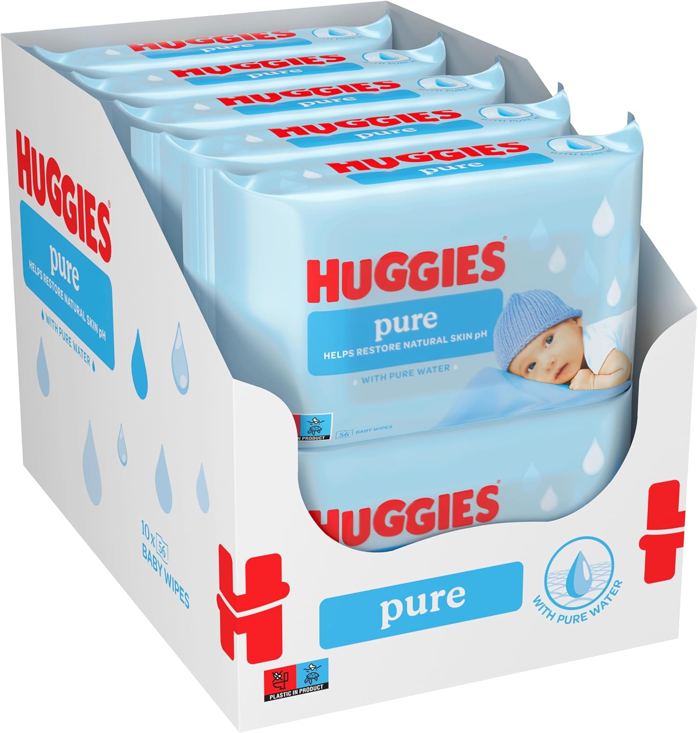 Huggies Lingettes Pure pour bébé, 18 paquets (1008 lingettes au total) - Lingettes à 99% d'eau pure - Sans parfum pour un nettoyage tout en douceur - Lingettes humides naturelles