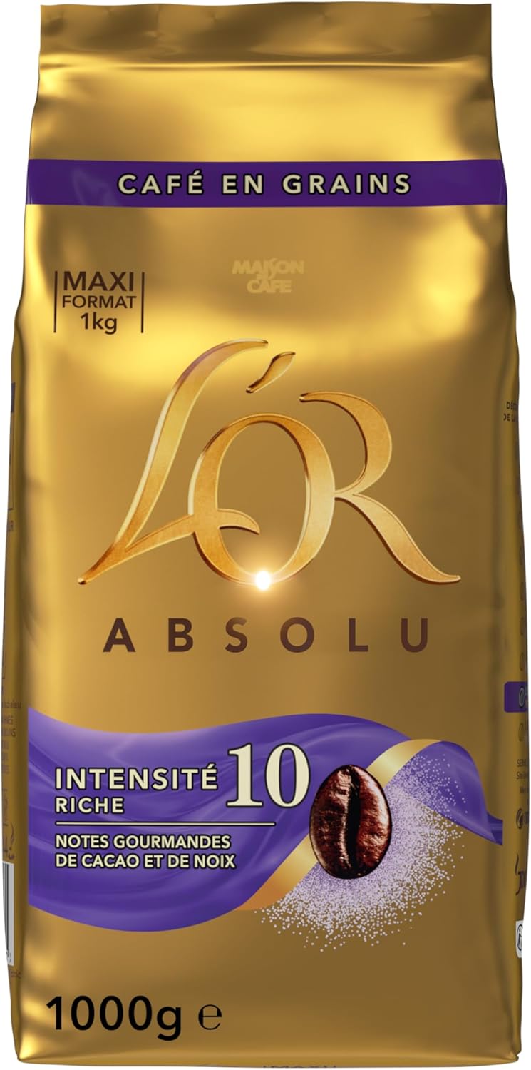L'OR Absolu Intensité 10 Grains de café 1 Kg | Grains entiers, Riches en Arabica