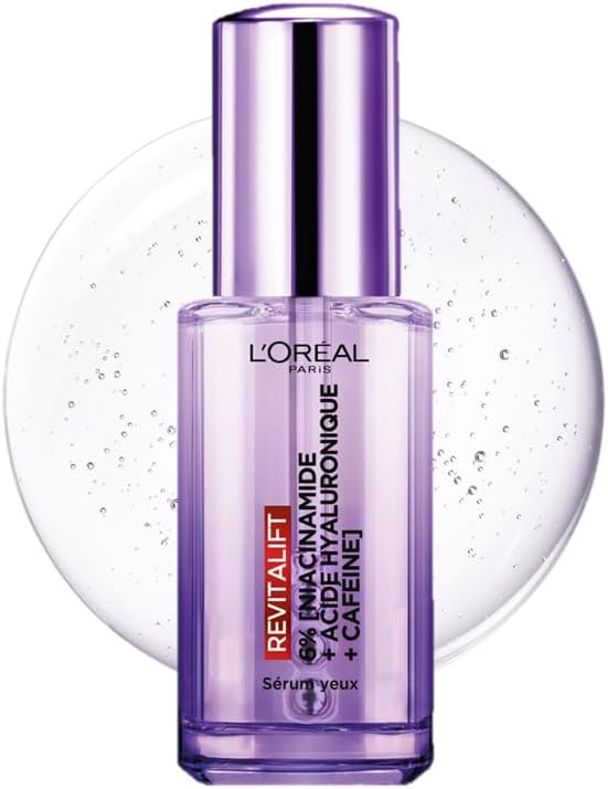 L'Oréal Paris - Sérum Contour des Yeux - Anti-Rides , Anti-Poches & Anti-Cernes - À l'Acide Hyaluronique Pur et à la Caféine - Embout Triple-Bille innovant - Revitalift Filler - 20 ml
