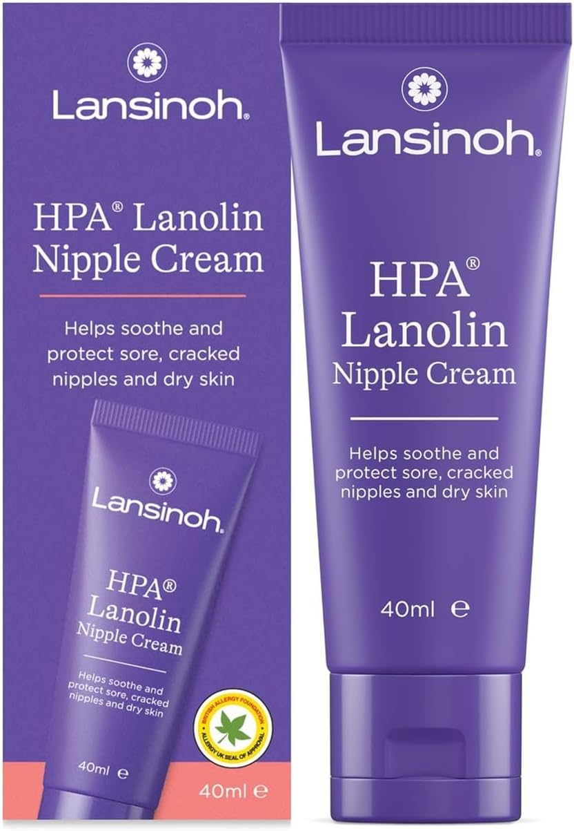 Lansinoh - Crème Lanoline HPA 40 ml - 100% Naturelle - Soulage Crevasses, Sécheresse & Irritations des mamelons - Sûre pour Bébé, Sans Rinçage - Allaitement