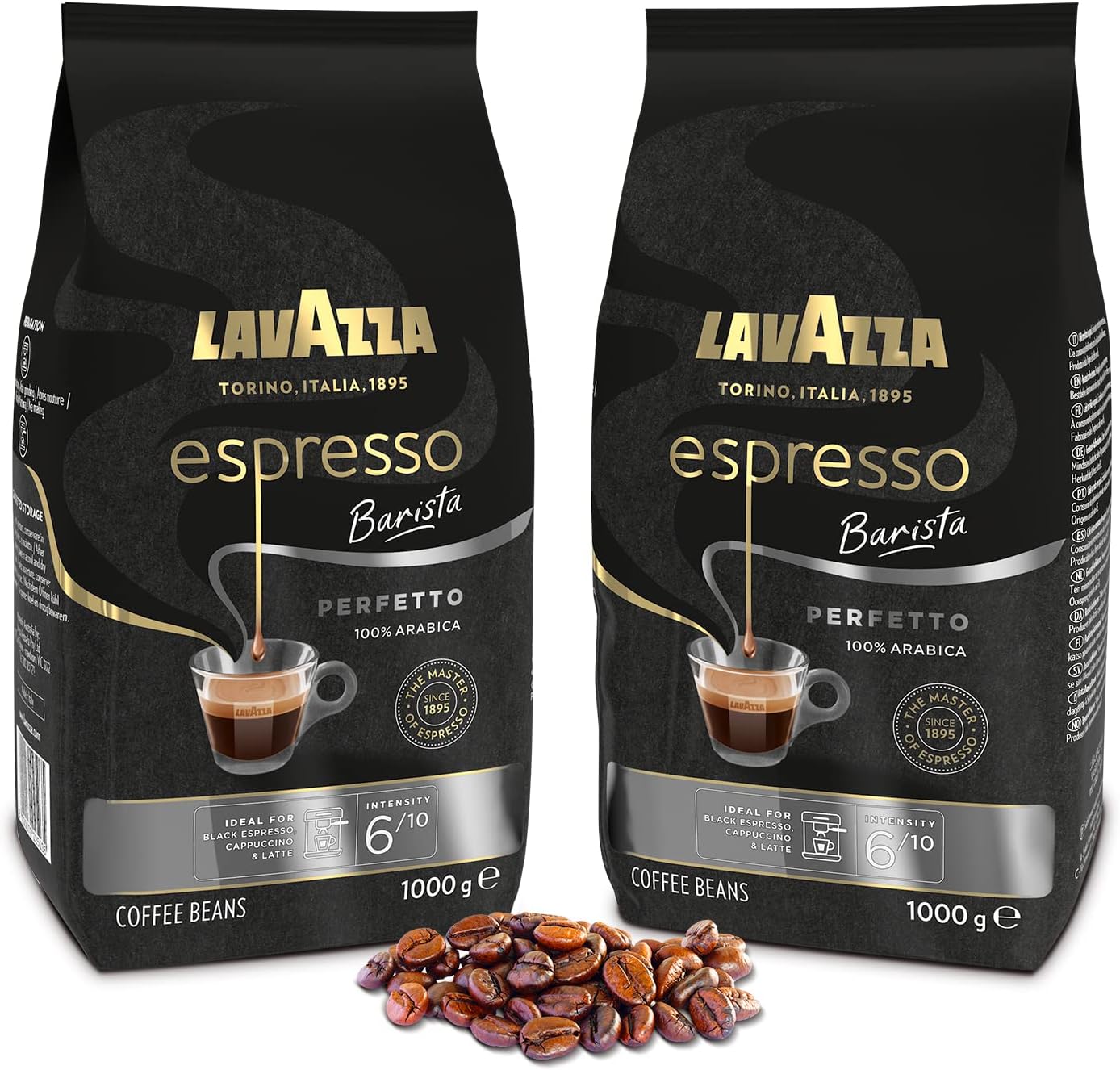 LAVAZZA - Café Espresso Barista Perfetto - Café Grain Lavazza - 100 % Arabica - Café Grain Italien - Intensité 6 - 2 Paquets de 1 kg