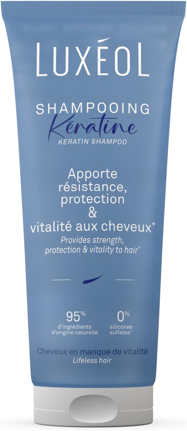 LUXEOL - Shampooing Kératine - Pour des cheveux renforcés, réparés et plus résistants* - 95% d’ingrédients d’origine naturelle - Sans silicones - Fabriqué en France - 200 ml