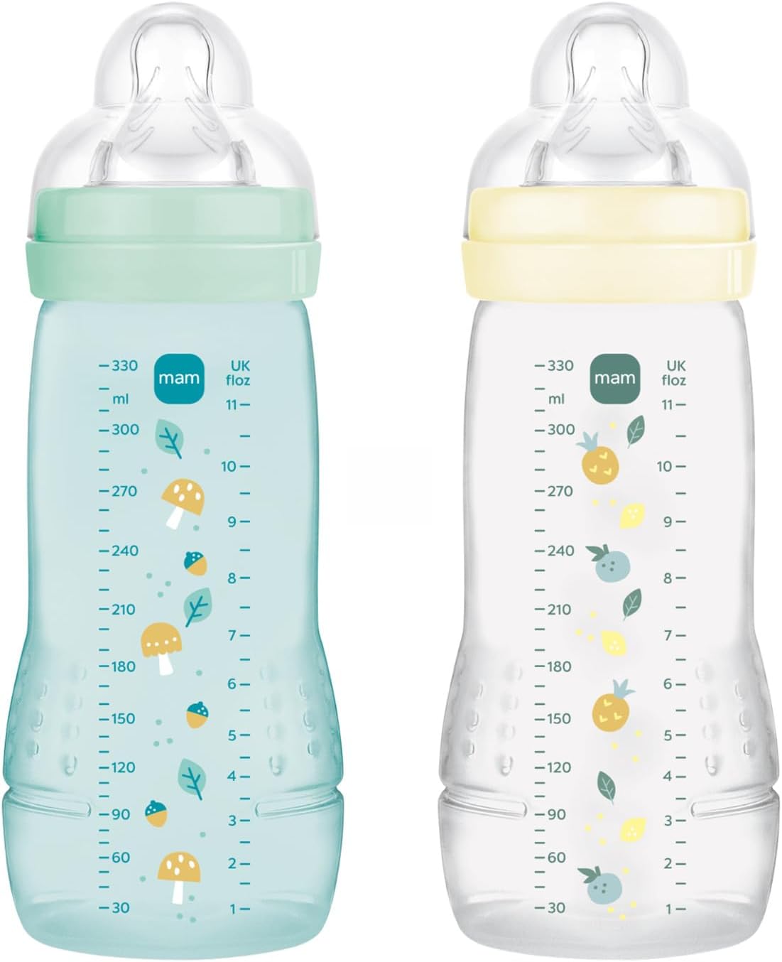 MAM Biberon Easy Active, 6+ mois, 330 ml, Ice+Pearl, Lot de 2