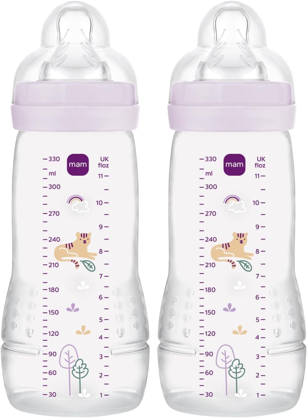 MAM Easy Active Biberon 2ème Age 6 Mois + Débit Très Rapide 330ml (Lot de 2)