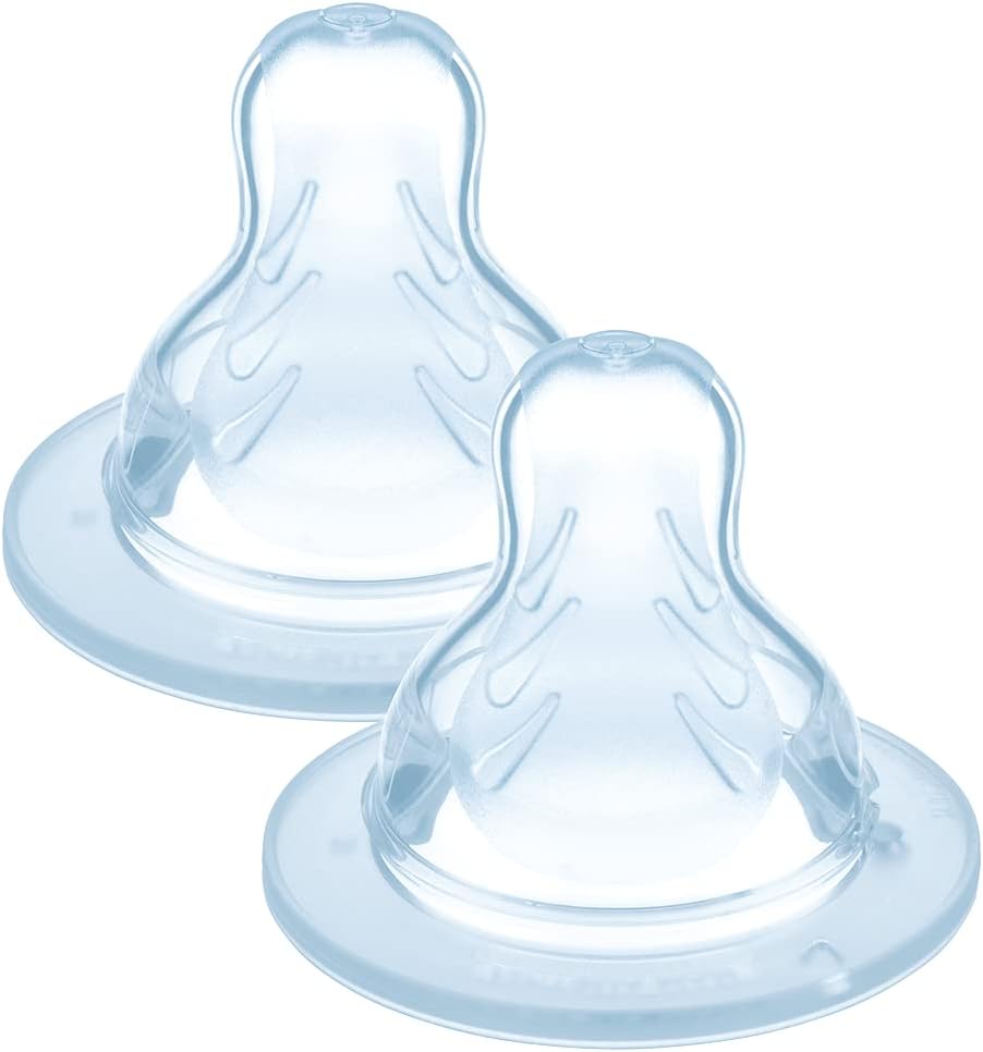 MAM Tétines pour biberon 6+ mois (2 pièces) – Lot de 2 tétines en silicone débit X vitesse ultra-rapide – Tétine plate et ultra-douce pour bébé