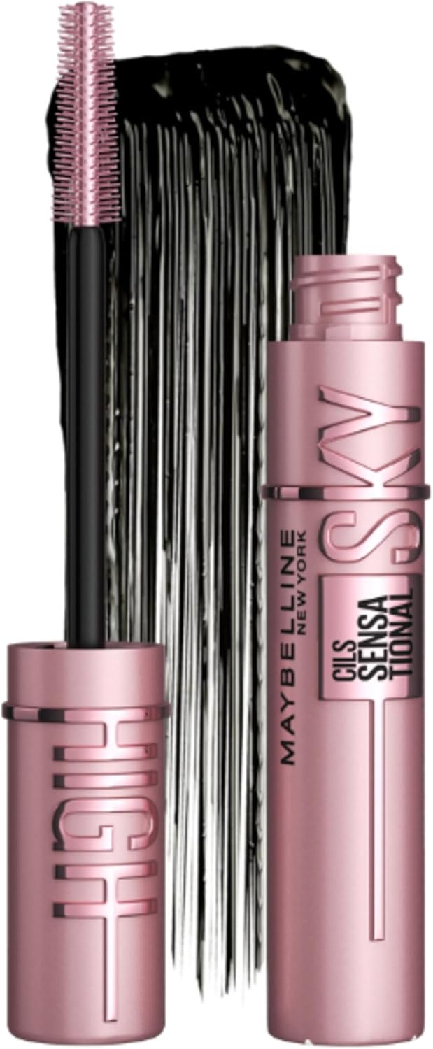 Maybelline New York - Mascara Volume Intense et Longueur Illimitée - Formule Enrichie en Extraits de Bambous et de Fibres - Sky High - Teinte : Very Black - 7,2 ml