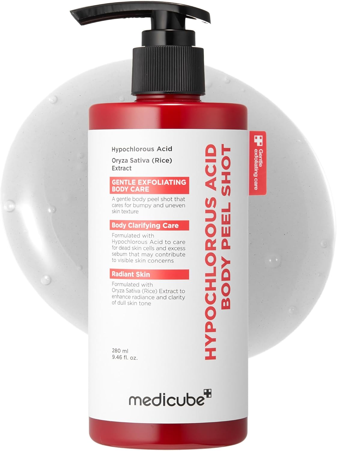 medicube Body Peel Shot à l’Acide hypochloreux | Exfoliant corps doux pour cellules mortes & texture irrégulière, avec extrait de riz & Panthénol, Hydratation, 280ml