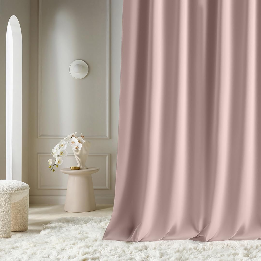room99 Rideau avec œillets Aura 140 x 240 cm Largeur x Hauteur, Décoration de Fenêtre, Curtains et Draperies intérieurs pour Salon, Chambre Moderne Lisse Rose poudré, 1 pièce