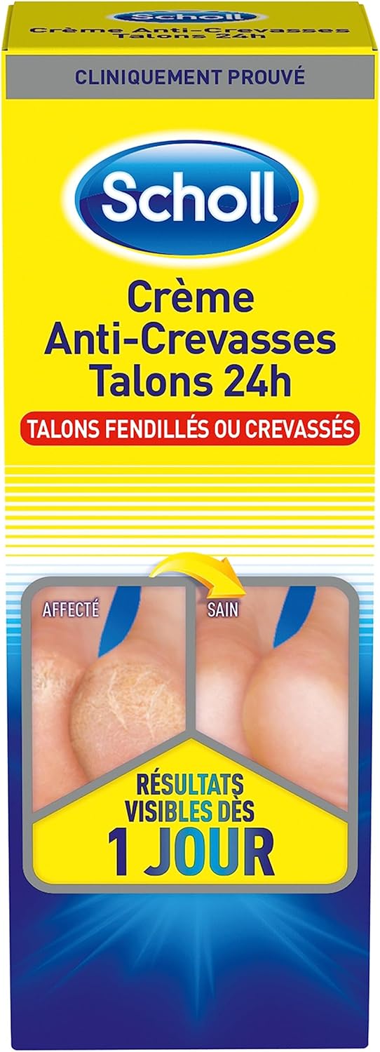 Scholl Crème Pieds Anti-Crevasses Talons Fendillés - Répare et Hydrate les Talons Crevassés en profondeur - Action 24h grâce à une Formule Enrichie, Idéale pour les Peaux Très Sèches, Abîmées - 60 ml