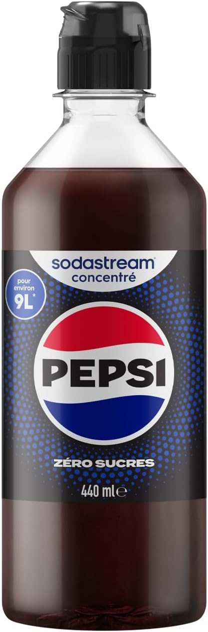 Sodastream Concentré Pepsi Zéro Sucres pour Machine à Eau Pétillante et Soda | Préparez jusqu'à 9 Litres de Pepsi en Quelques Secondes, 440ml