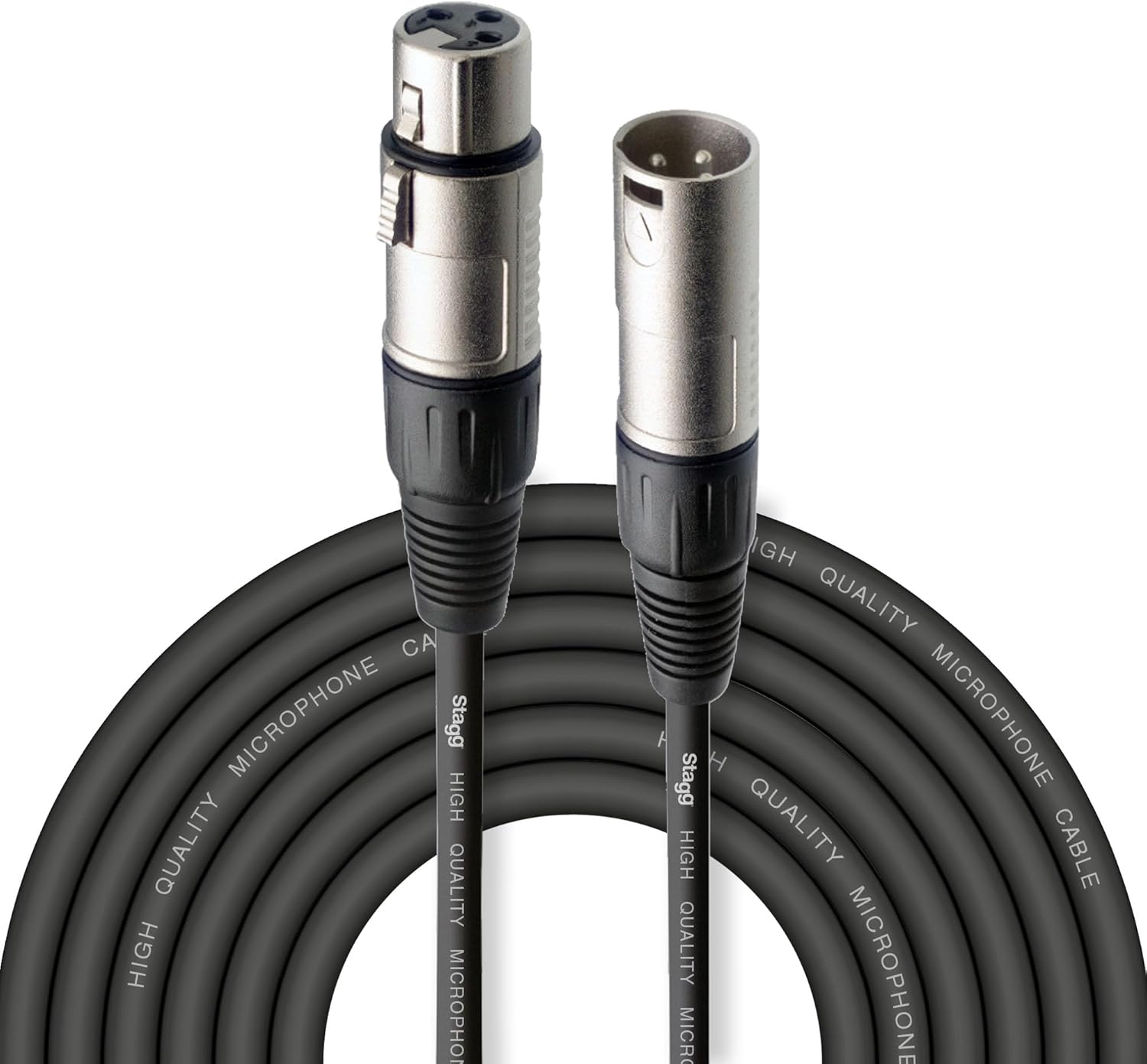 Stagg Câble microphone de haute qualité XLR vers prise XLR, 6 m, noir