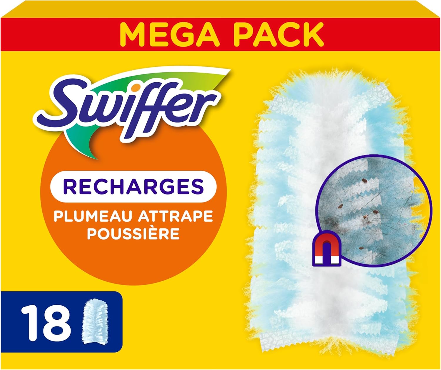 Swiffer Duster Plumeau Recharges, 18 Unités, Capture Poussière, Saleté, Poils et Allergènes, même dans Les Coins Difficiles, Rapide et Efficace, Manche Vendu Séparément