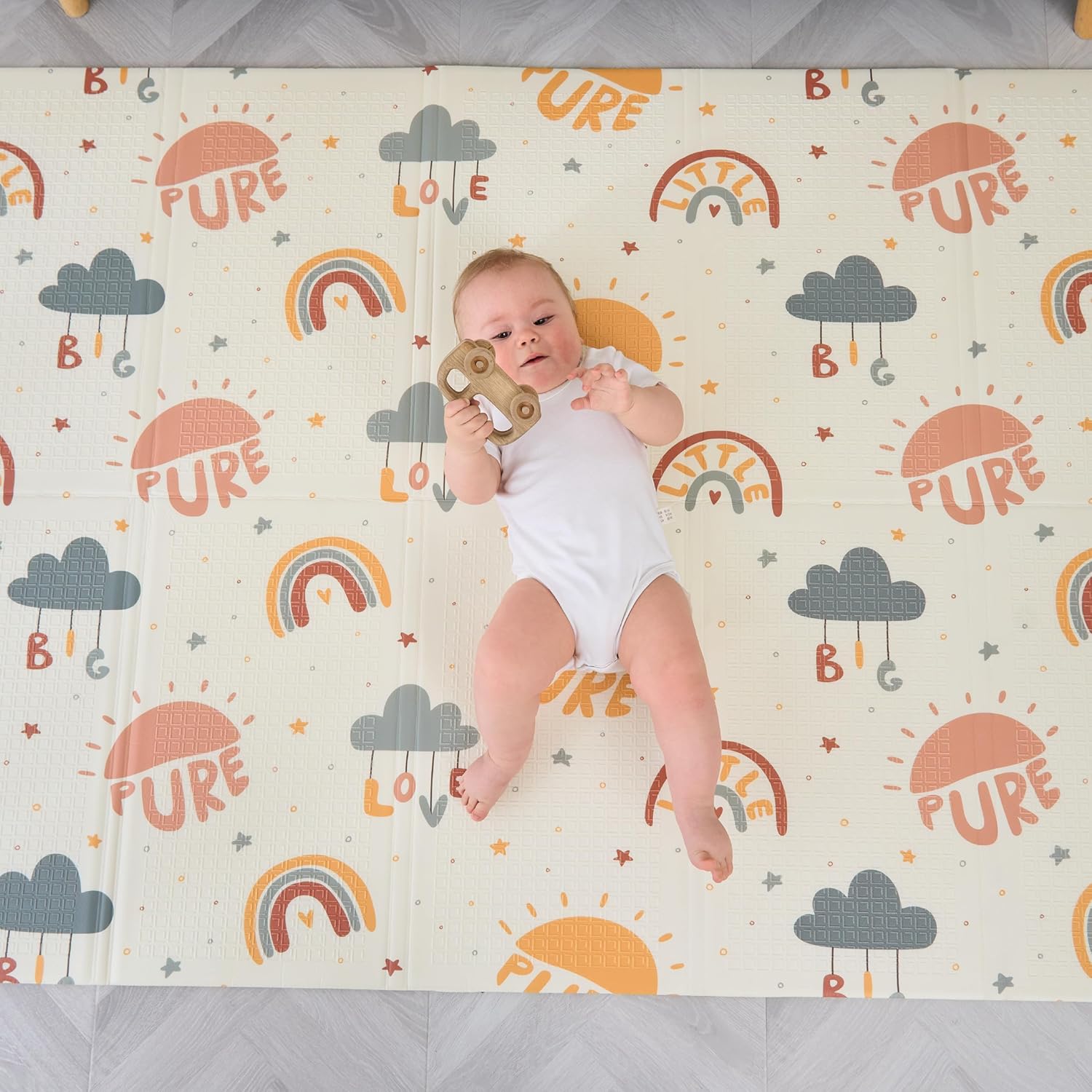 Tapis D'éveil Bébé Pliable Epais Réversible 120x180x1cm - Tapis De Jeu Pour Enfant Bebe - Tapis De Sol XXL En Mousse - Tapis De Motricité Favorisant Le Développement Sensoriel - Cadeau Naissance Bébé