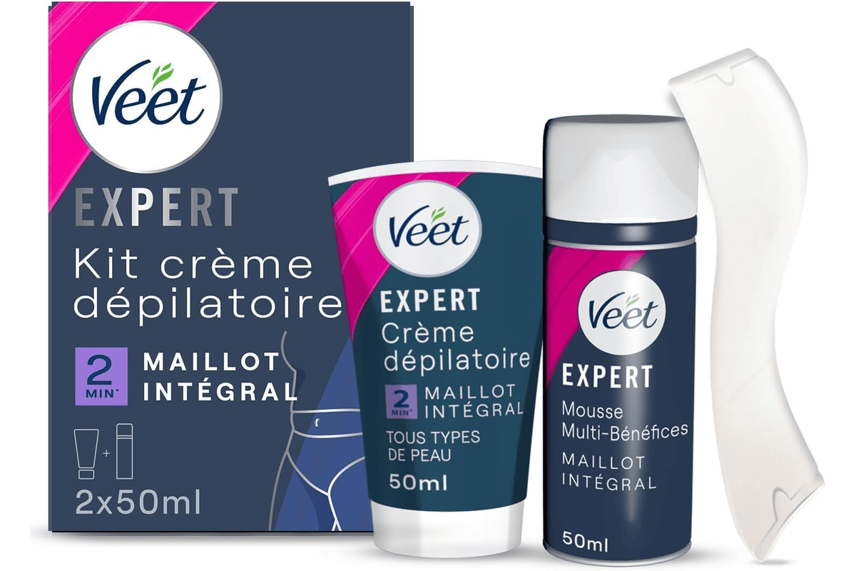 Veet Expert crème dépilatoire poils tenaces maillot intégral mousse exfoliante 2x50ml 5,96 €