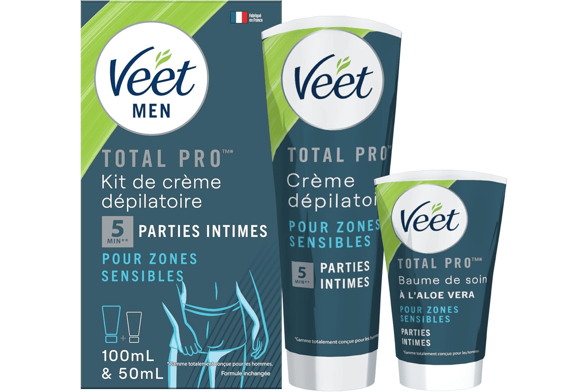 Veet Men kit épilation parties intimes crème dépilatoire 100ml + baume 50ml zones sensibles 6,39 €