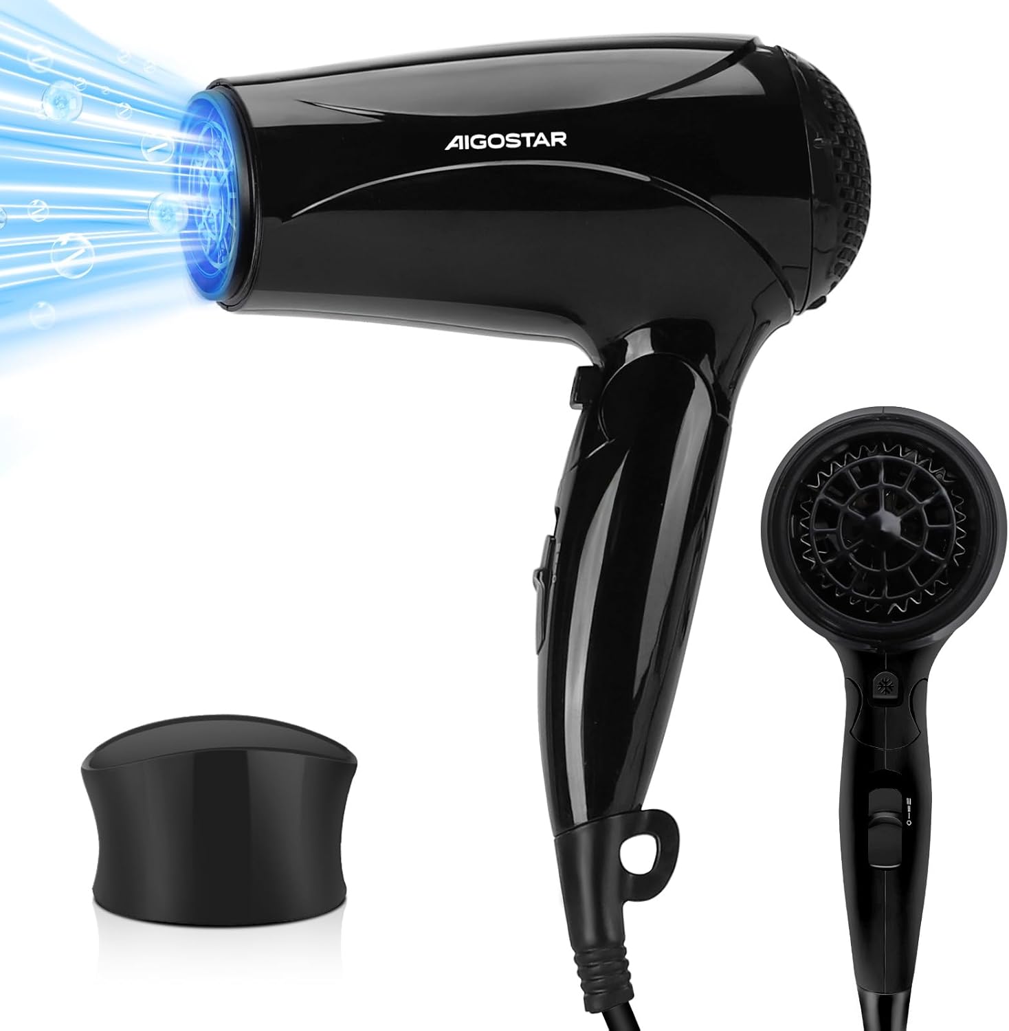 Aigostar sèche-cheveux ionique pliable 2400W avec buse