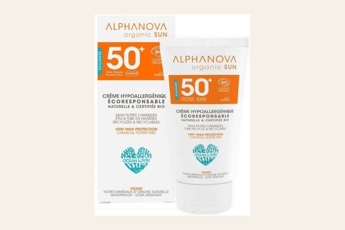 Alphanova Crème Solaire Visage SPF50+ bio vegan filtres minéraux sans nanoparticules 50 g