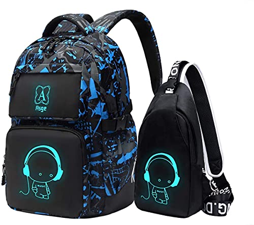 Sac à dos scolaire Asge bleu pour enfant