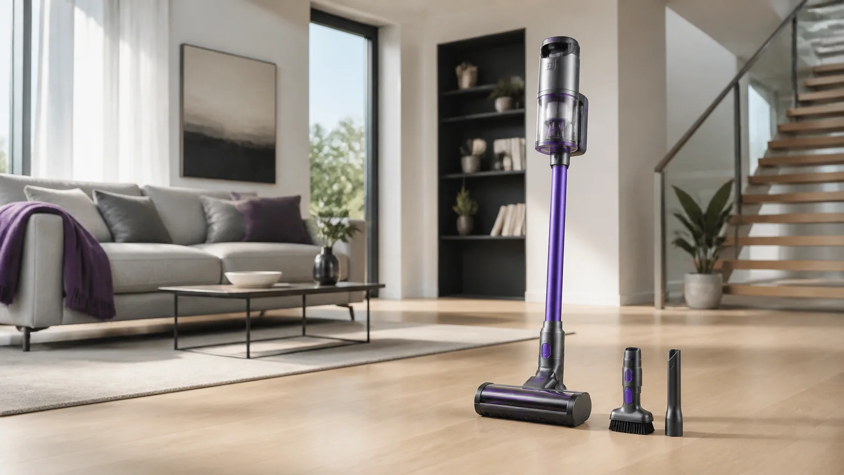 Aspirateur balai sans fil avec brosse et accessoires