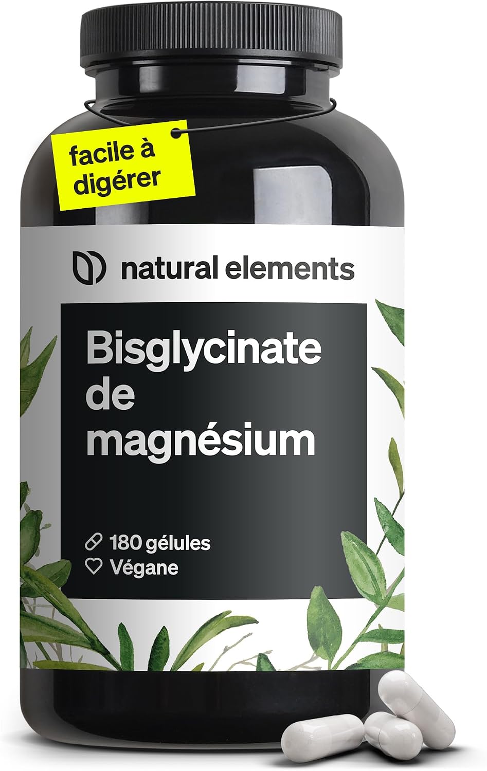 Flacon de magnésium bisglycinate Natural Elements 180 gélules