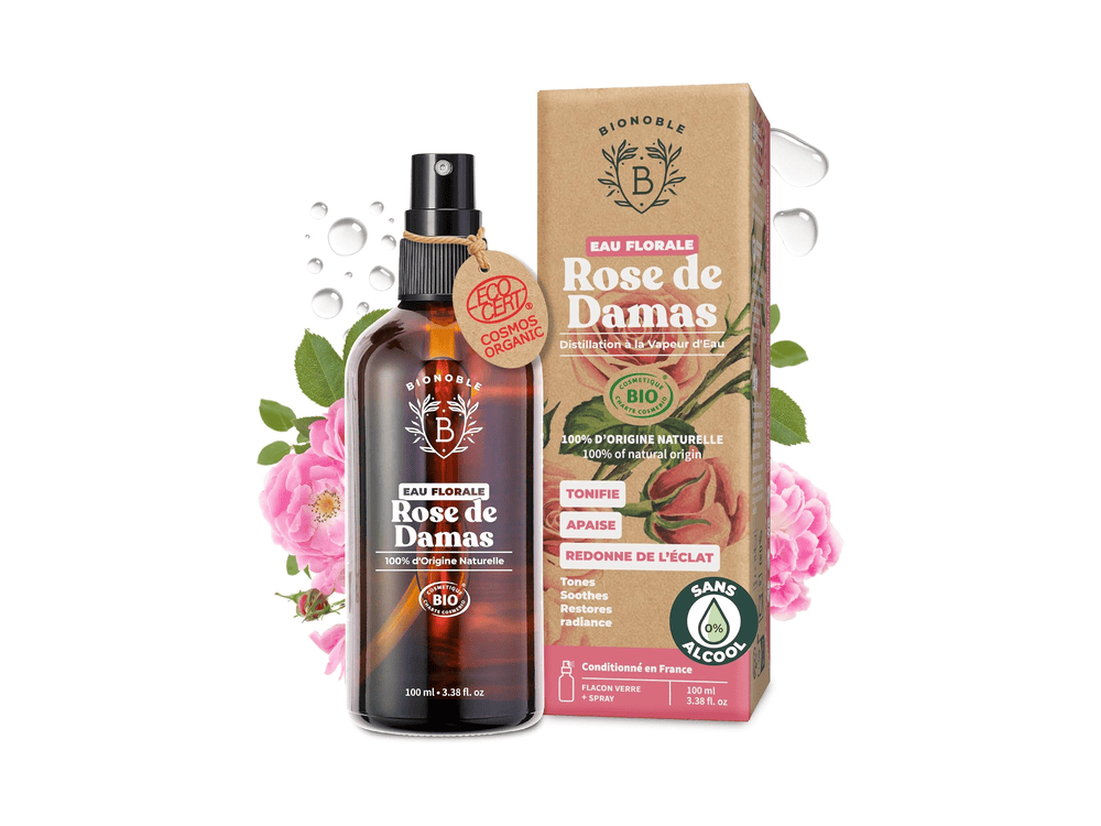 Bionoble Eau de Rose Bio 100 ml visage cheveux contour yeux origine naturelle marque française 2026