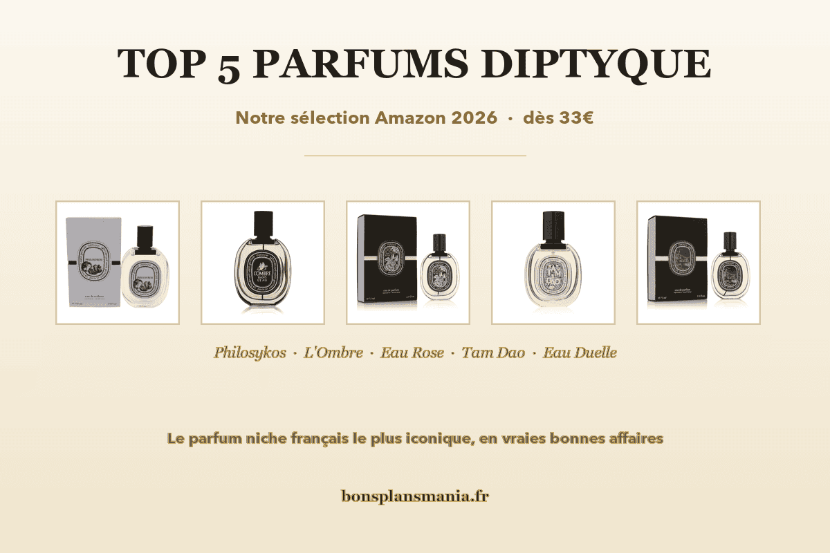 Top 5 meilleurs parfums Diptyque 2026 sélection Amazon Philosykos L'Ombre dans l'Eau Eau Rose Tam Dao Eau Duelle