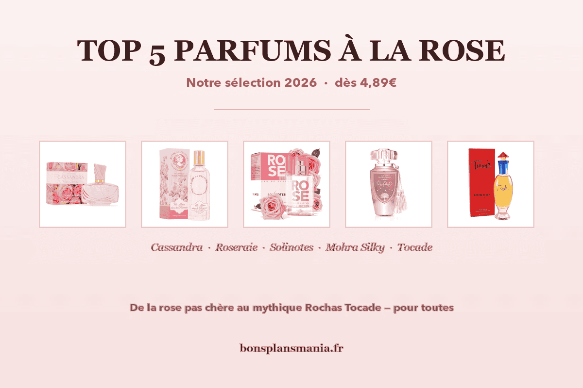 Top 5 meilleurs parfums à la rose 2026 sélection Amazon Cassandra Jeanne en Provence Solinotes Lattafa Mohra Silky Rose Rochas Tocade
