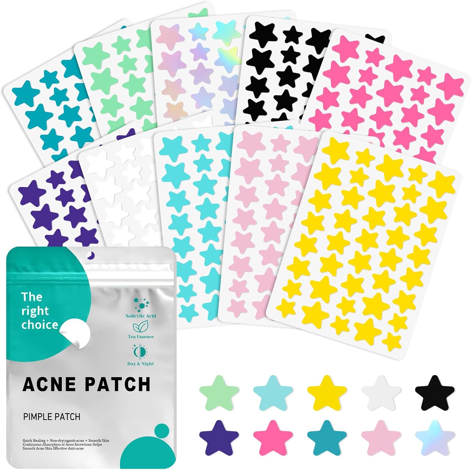 Lot de 400 patchs boutons hydrocolloïdes de plusieurs tailles