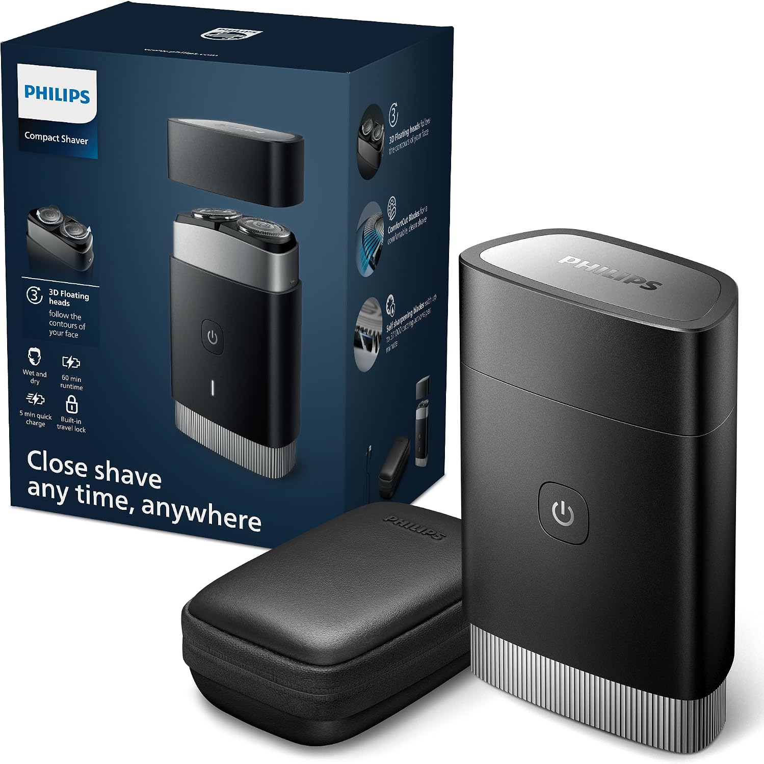 Rasoir portable Philips PQ888/06 dans son étui de voyage