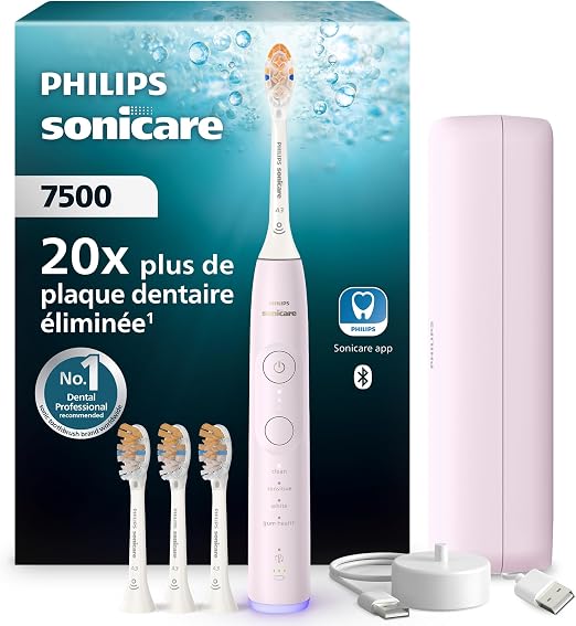 Philips Sonicare Series 7500 rose avec étui de voyage rechargeable