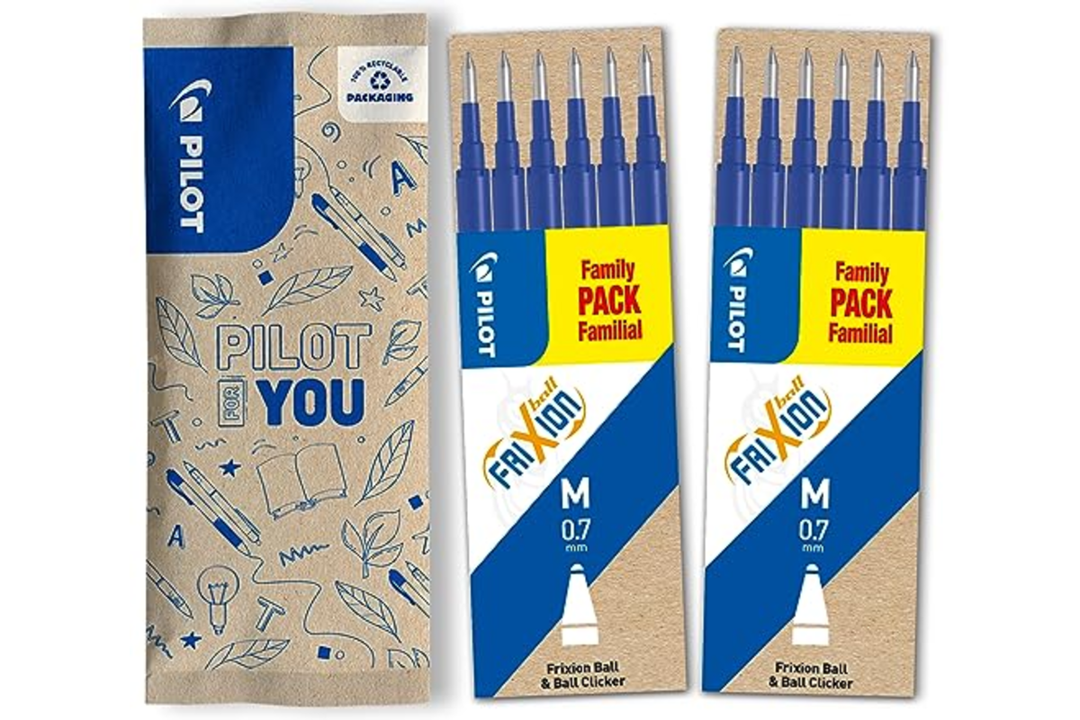 Douze recharges bleues PILOT FriXion 0.7 pour stylos effaçables