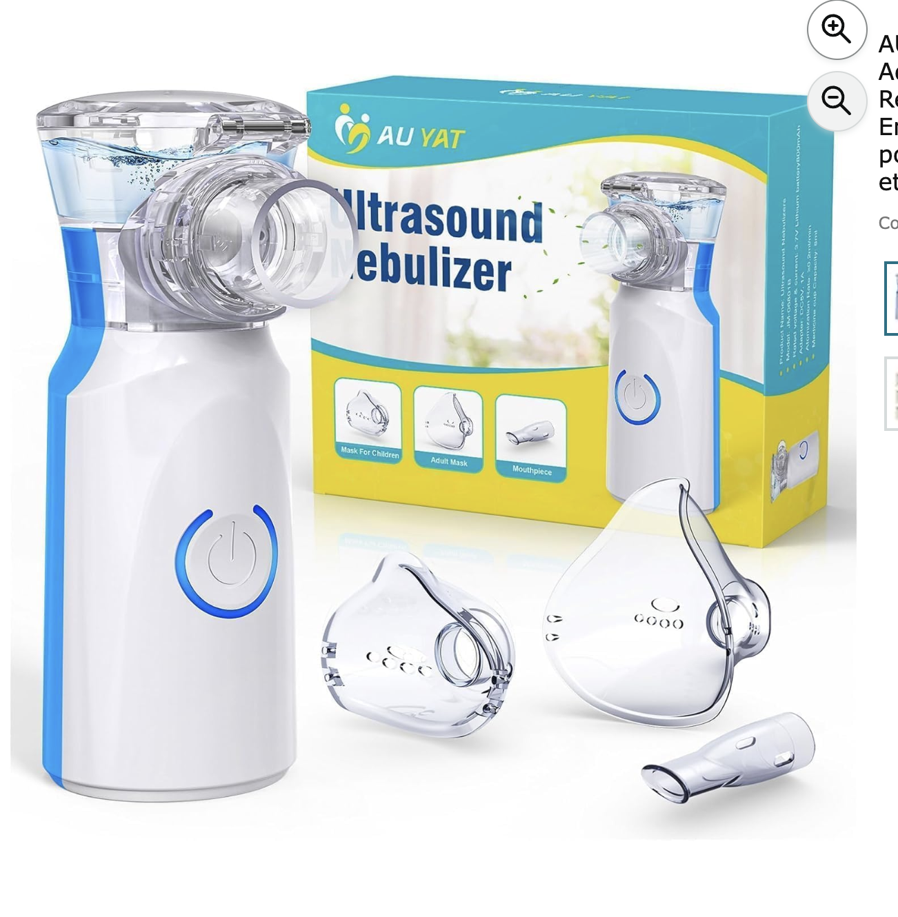 AU YAT nebuliseur portable rechargeable avec masques adulte et enfant