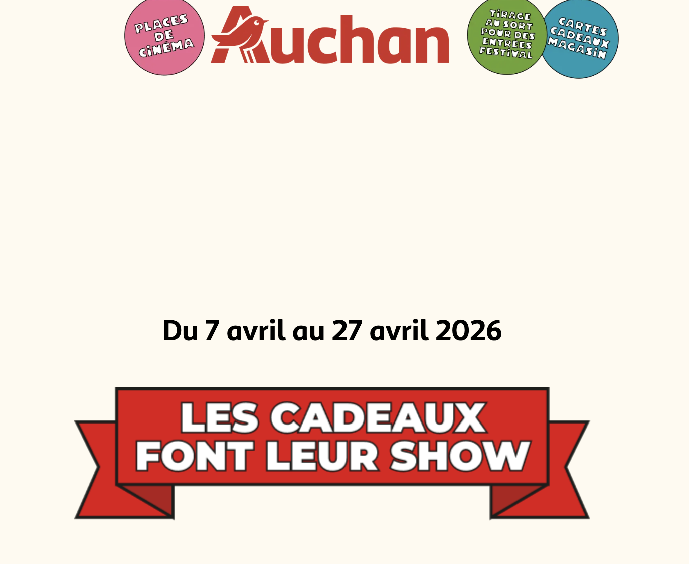 Auchan Jeu des 25 Jours les cadeaux font leur show cinema concerts cartes cadeaux