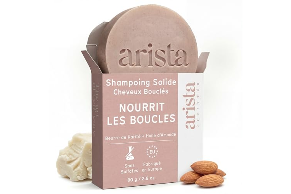 Shampooing solide Arista cheveux bouclés : huile d'amande douce, beurre de karité, poudre de reetha, sans sulfate