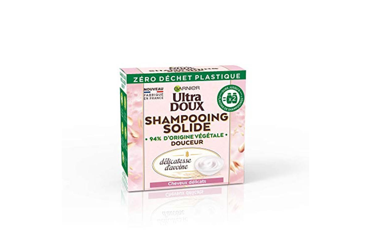 Garnier Ultra Doux Délicatesse d'Avoine : shampooing solide 60g, lait d'avoine + crème de riz, cheveux délicats