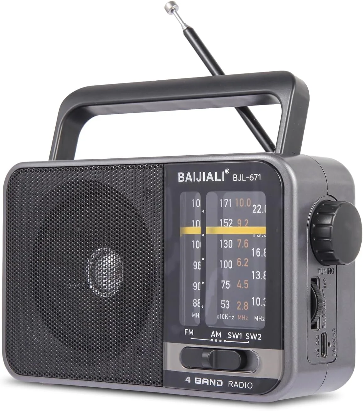 Radio portable BAIJIALI BJL-671 AM FM et ondes courtes avec antenne télescopique