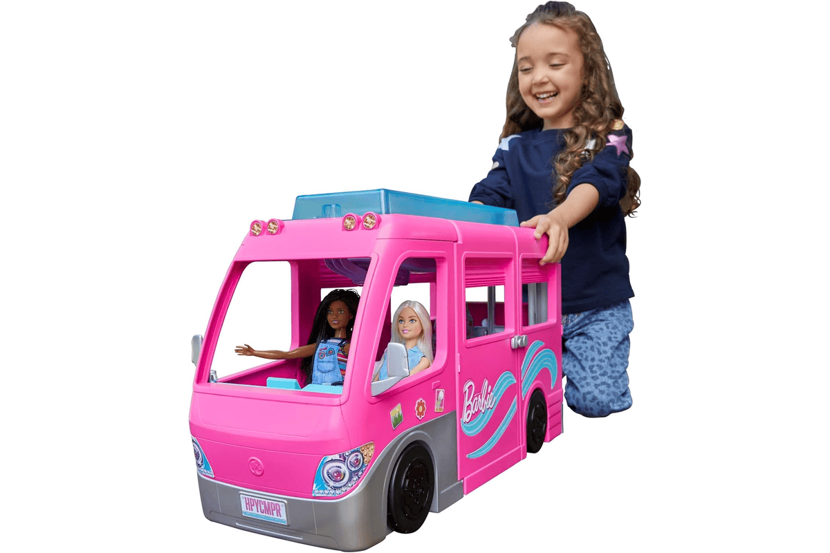 Barbie Camping-Car Transformable 7 zones 60 accessoires 57 € Amazon