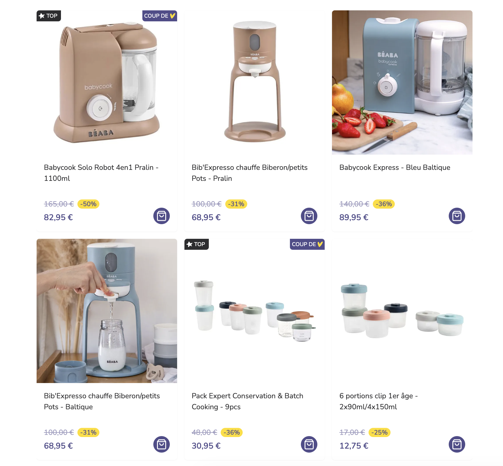 Vente Béaba -50% sur Bebeboutik Babycook et accessoires