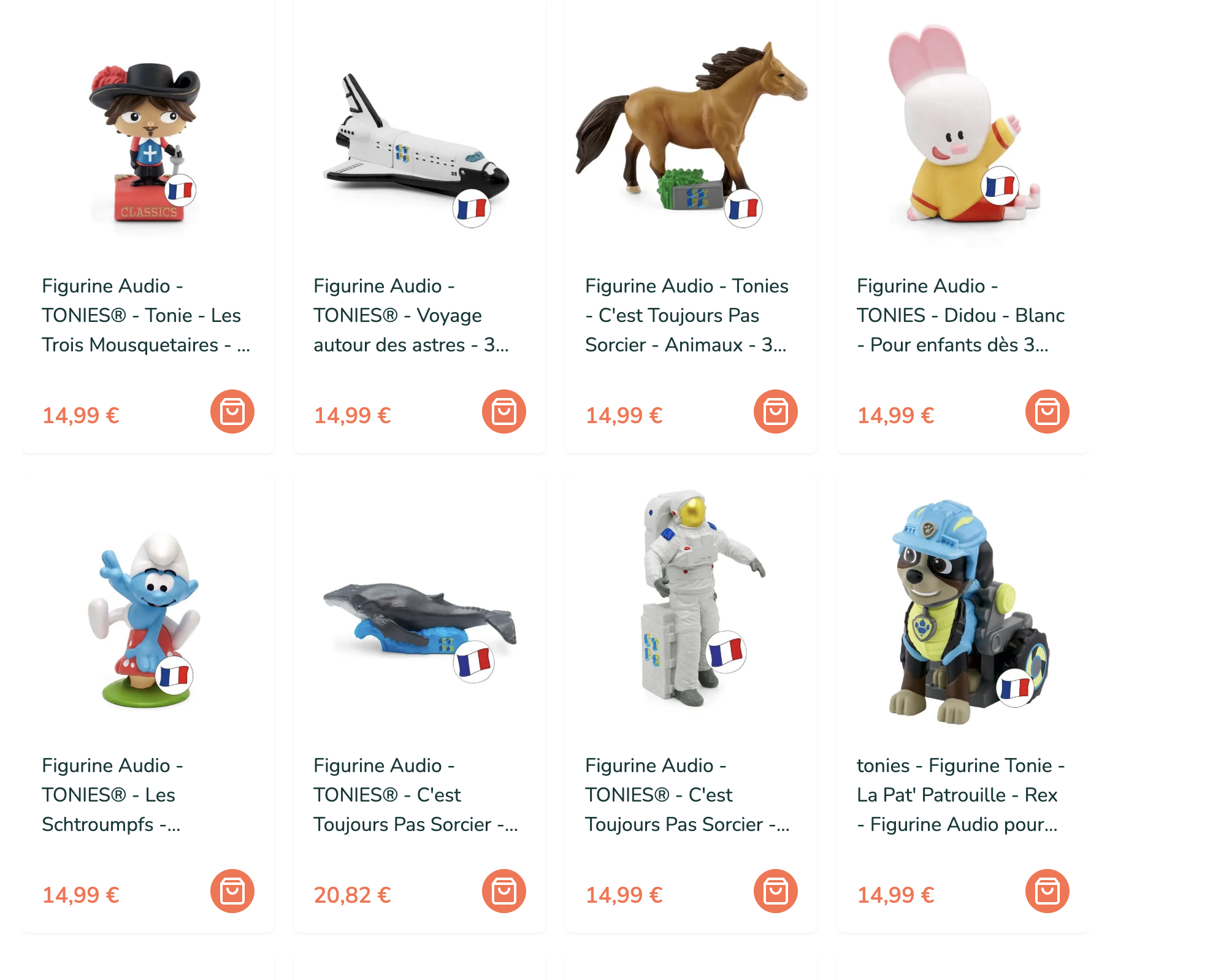 Figurines audio Tonies Schtroumpfs Pat'Patrouille Didou sur Bebeboutik